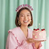 Cerchietto per Capelli Fucsia con Micro Paillettes "Happy Birthday" Cerchietti e Tiare