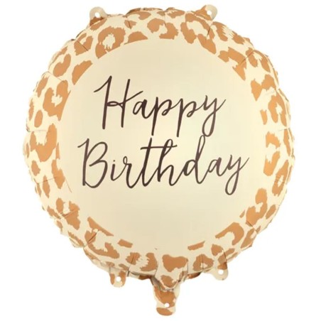 Palloncino in Foil 18" Happy Birthday con cornice Maculata Animal Print "Safari"