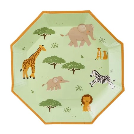 Piatto di Carta 23cm Ottagonale Safari nella Savana 6pz