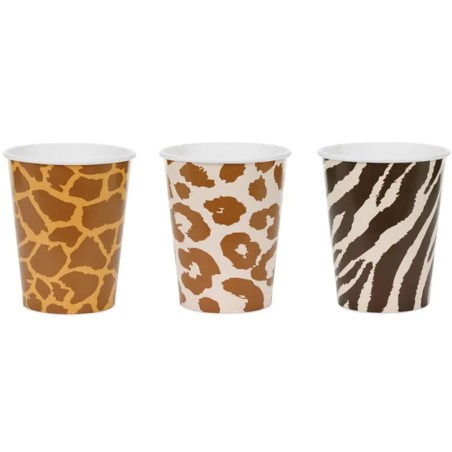 Bicchiere di Carta 220ml Assortito Animali del Safari 6pz Animal Print "Safari"