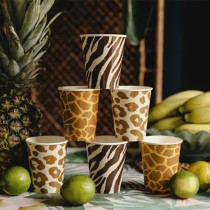 Bicchiere di Carta 220ml Assortito Animali del Safari 6pz Animal Print "Safari"