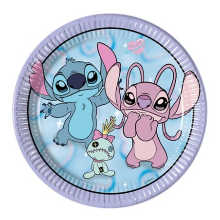 Piatto di Carta 23cm con Incantevoli Stitch & Angel Cute 8pz Stitch & Angel