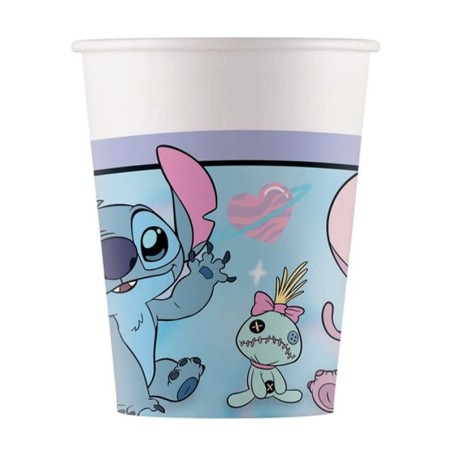 Bicchiere di Carta 200ml con Incantevoli Stitch & Angel Cute 8pz Stitch & Angel