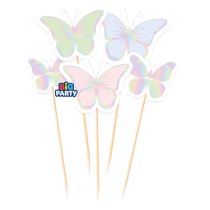 Piatto di Carta 22cm Farfalle Pastello Iridescenti "Butterfly" 6pz Festa Tema Farfalla