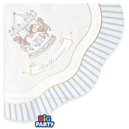 Tovagliolino di Carta 25x25cm Battesimo Carillon Celeste con Giostrina 16pz