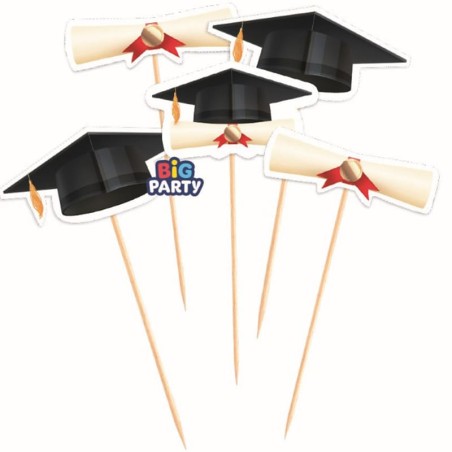 Mini Cake Topper di Carta Mix per Laurea "Ad Maiora" 5pz Picks e Topper Eventi