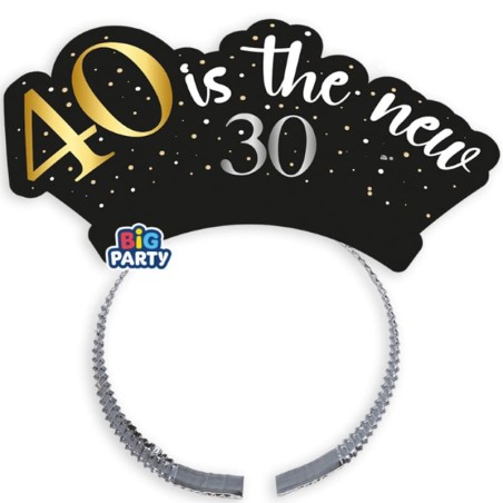 Cerchietto di Carta per Capelli 40 Anni "40 Is The New 30" 4pz Accessori e Palloncini 40° Compleanno