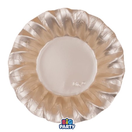 Piatto di Carta Fondo 24cm Smerlato Wavy Champagne Satinato 6pz