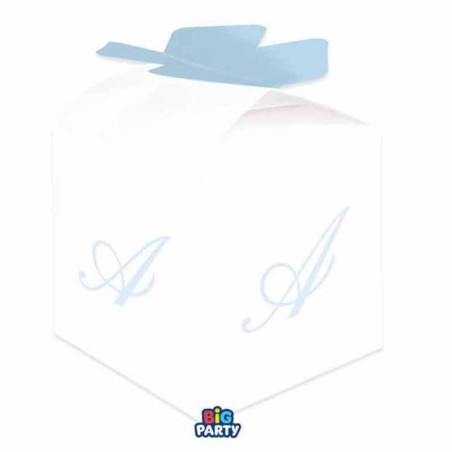 Scatolina Portaconfetti Cubetto con Lettera A Celeste 10pz