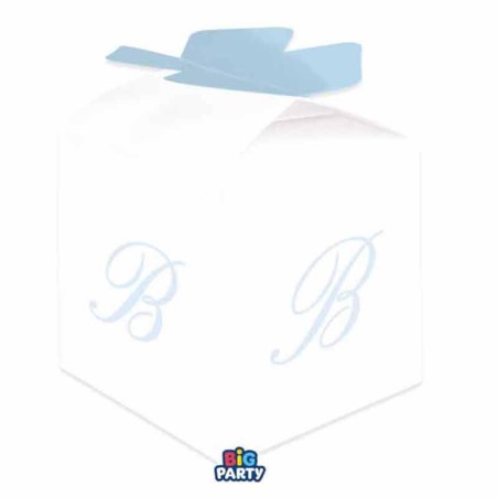 Scatolina Portaconfetti Cubetto con Lettera B Celeste 10pz