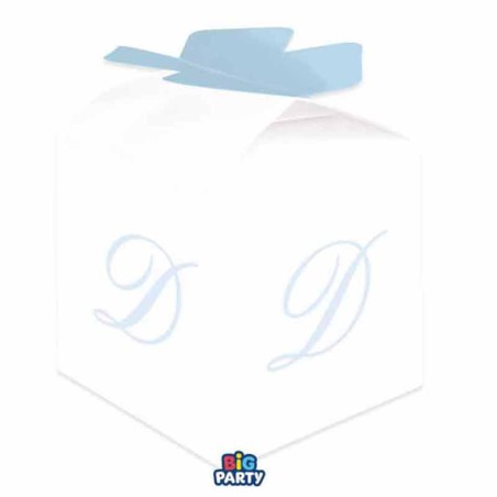 Scatolina Portaconfetti Cubetto con Lettera D Celeste 10pz
