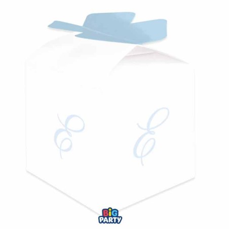 Scatolina Portaconfetti Cubetto con Lettera E Celeste 10pz