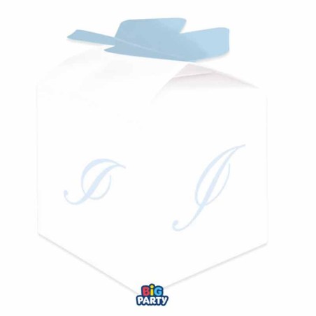 Scatolina Portaconfetti Cubetto con Lettera I Celeste 10pz