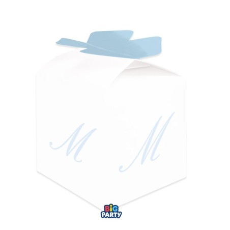 Scatolina Portaconfetti Cubetto con Lettera M Celeste 10pz