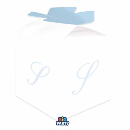 Scatolina Portaconfetti Cubetto con Lettera S Celeste 10pz