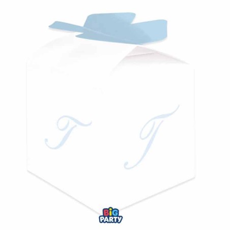 Scatolina Portaconfetti Cubetto con Lettera T Celeste 10pz