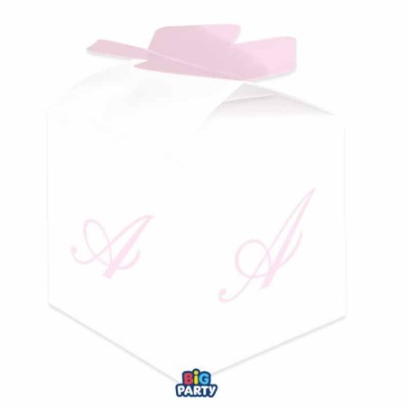 Scatolina Portaconfetti Cubetto con Lettera A Rosa 10pz