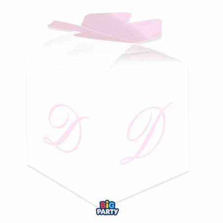 Scatolina Portaconfetti Cubetto con Lettera D Rosa 10pz