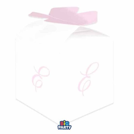 Scatolina Portaconfetti Cubetto con Lettera E Rosa 10pz
