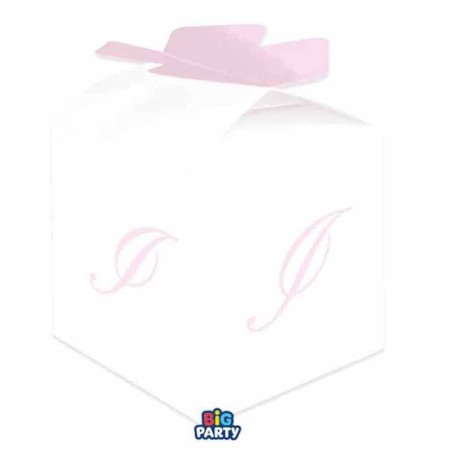 Scatolina Portaconfetti Cubetto con Lettera I Rosa 10pz