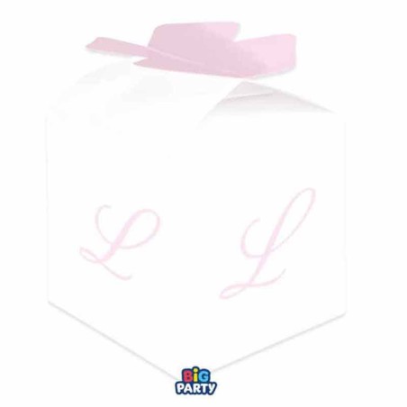 Scatolina Portaconfetti Cubetto con Lettera L Rosa 10pz