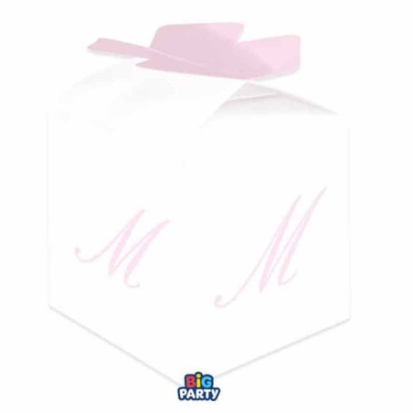 Scatolina Portaconfetti Cubetto con Lettera M Rosa 10pz