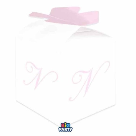 Scatolina Portaconfetti Cubetto con Lettera N Rosa 10pz