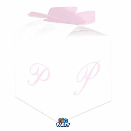 Scatolina Portaconfetti Cubetto con Lettera P Rosa 10pz