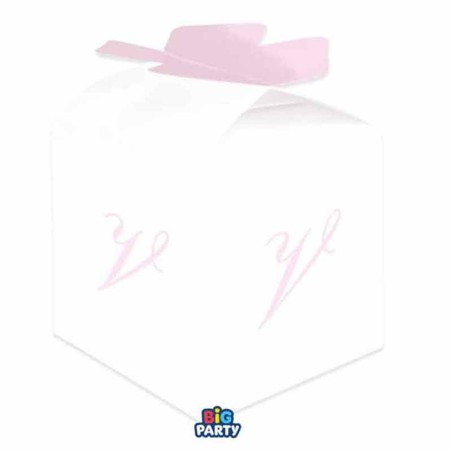 Scatolina Portaconfetti Cubetto con Lettera V Rosa 10pz