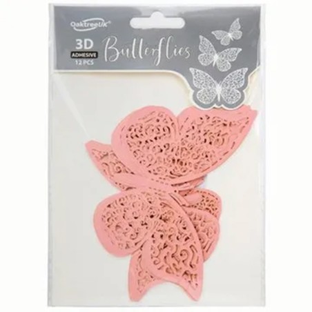 Farfalle Intagliate 3D Rosa Pastello 12pz Decorazioni Oaktree