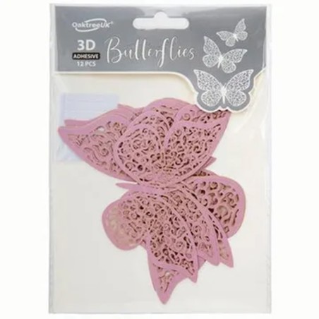 Farfalle Intagliate 3D Lilla Pastello 12pz Decorazioni Oaktree
