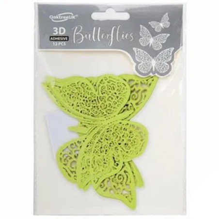 Farfalle Intagliate 3D Verde Mela Pastello 12pz Decorazioni Oaktree