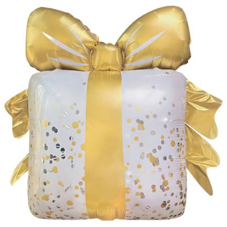 Palloncino in Foil 20" Super Shape Pacco Regalo con Fiocco Oro Standups ad Aria "No Elio"