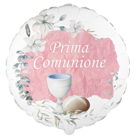Palloncino in Foil 9" Mini Shape Prima Comunione Vintage Rosa 5pz Palloncini Foil Comunione