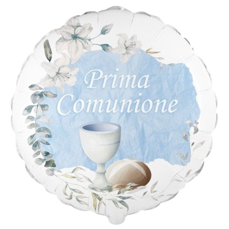 Palloncino in Foil 9" Mini Shape Prima Comunione Vintage Celeste 5pz Palloncini Foil Comunione