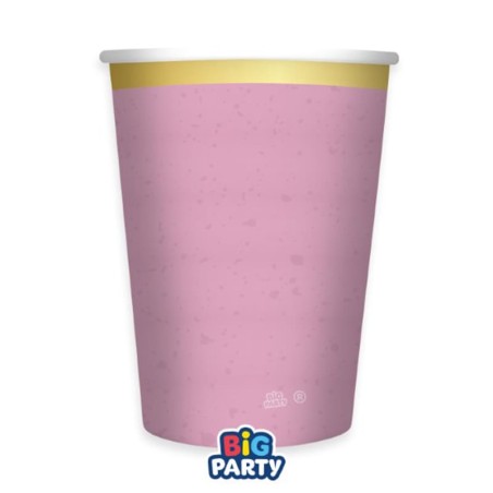 Bicchiere di Carta 250ml Rosa Peonia con bordo Oro "Rustic Peony" 6pz