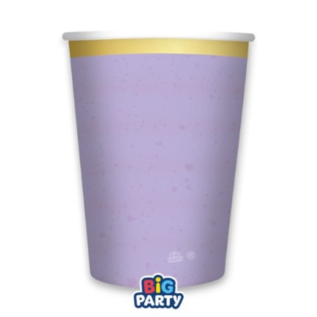 Bicchiere di Carta 250ml Lilla con bordo Oro "Rustic Ametista" 6pz