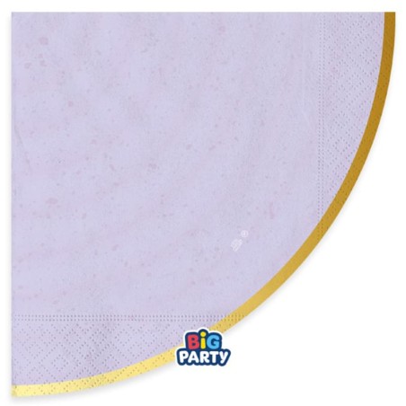 Tovagliolo di Carta Ø33cm Lilla bordo Oro "Rustic Ametista" 16pz