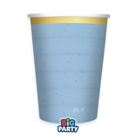 Bicchiere di Carta 250ml Azzurro con bordo Oro "Rustic Ocean" 6pz