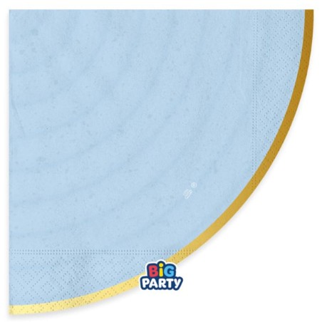 Tovagliolo di Carta Ø33cm Azzurro con bordo Oro "Rustic Ocean" 16pz