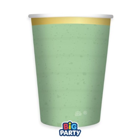 Bicchiere di Carta 250ml Verde con bordo Oro "Rustic Botanic" 6pz