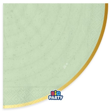 Tovagliolo di Carta Ø33cm Verde con bordo Oro "Rustic Botanic" 16pz