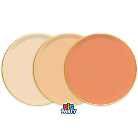 Piatto di Carta 24cm Mix di Cipria con bordo Oro "Rustic Sunset" 6pz