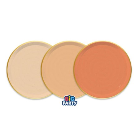 Piatto di Carta 18cm Mix di Cipria con bordo Oro "Rustic Sunset" 6pz