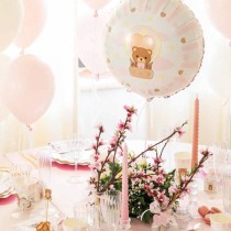Palloncino in Foil 18" Mongolfiera e Teddy Friends by THUN Rosa Palloncini Nascita Rosa