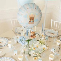 Palloncino in Foil 18" Mongolfiera e Teddy Friends by THUN Celeste Palloncini Nascita Celeste