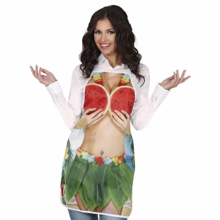 Grembiule da Cucina Hawaii di Stoffa con Angurie e Fiori Tropicali Accessori Persona Tropicali