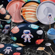 Piatto di Carta 22cm Astronauta e Pianeti nell'Universo "Universe" 6pz Festa a tema Universo