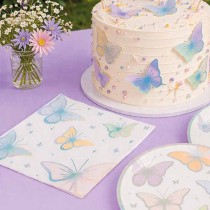 Tovagliolo di Carta 33x33cm con Farfalle Pastello "Butterfly" 16pz Festa Tema Farfalla