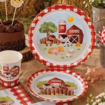 Piatto di Carta 18cm Animali della Fattoria "Little Farm" 6pz Fattoria